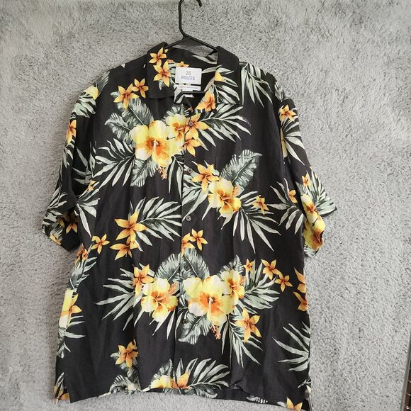 28 Palms Mens Shirt Size XL Relaxed Linen Silk Button Up Hawaiian Resort Black - Picture 1 of 6